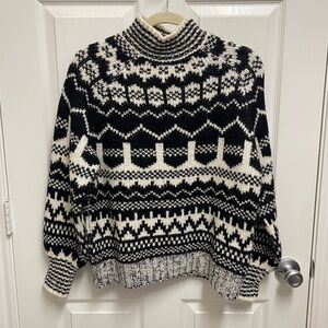 LINE Black and Ivory Pattern Turtleneck